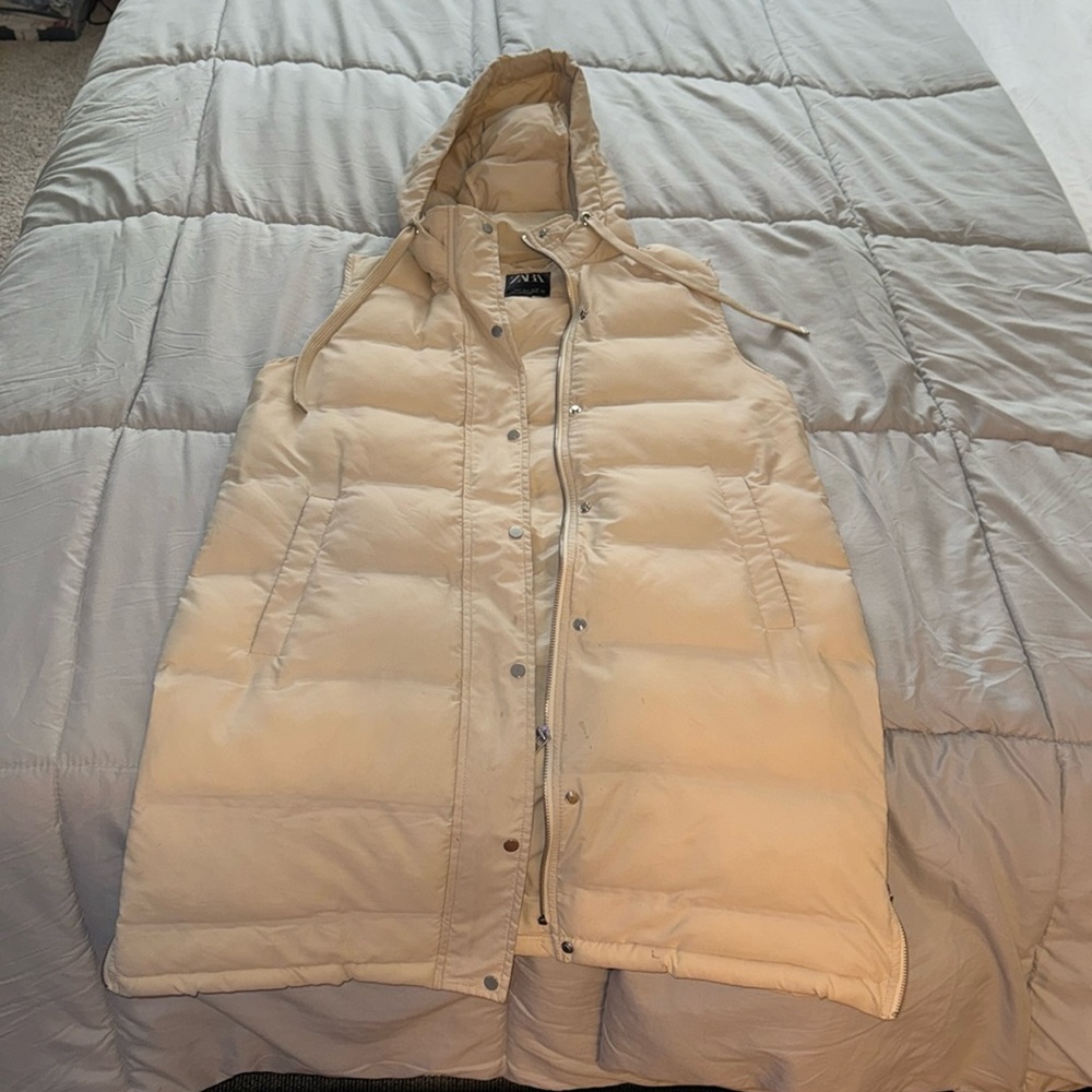 Zara cream long bubble vest